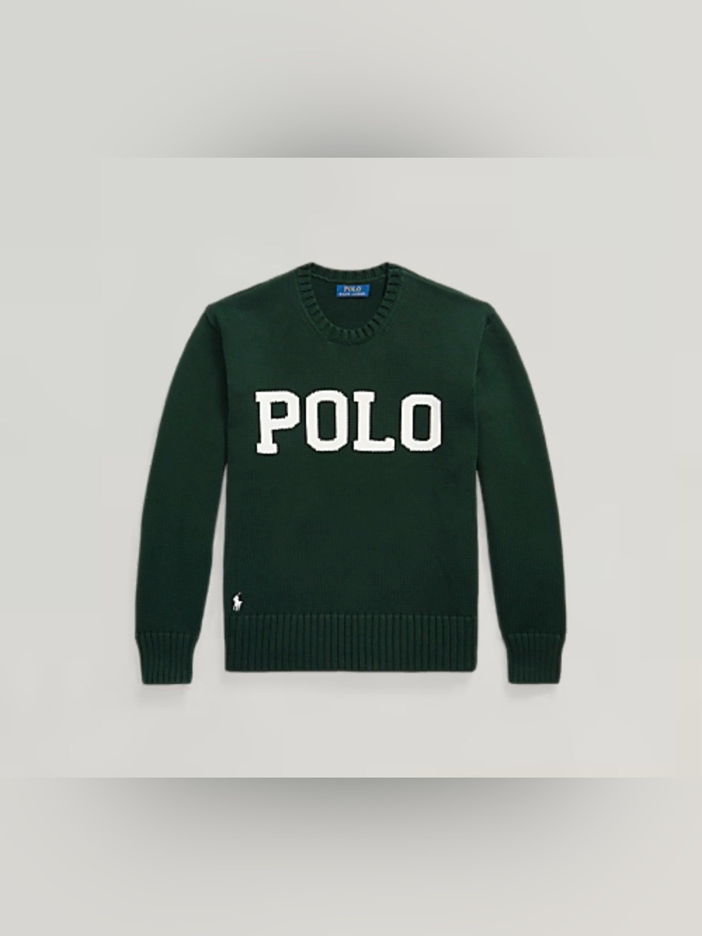 Polo Ralph Lauren Green POLO LOGO Cotton Big Fit Crewneck Sweater Sz Large NWT